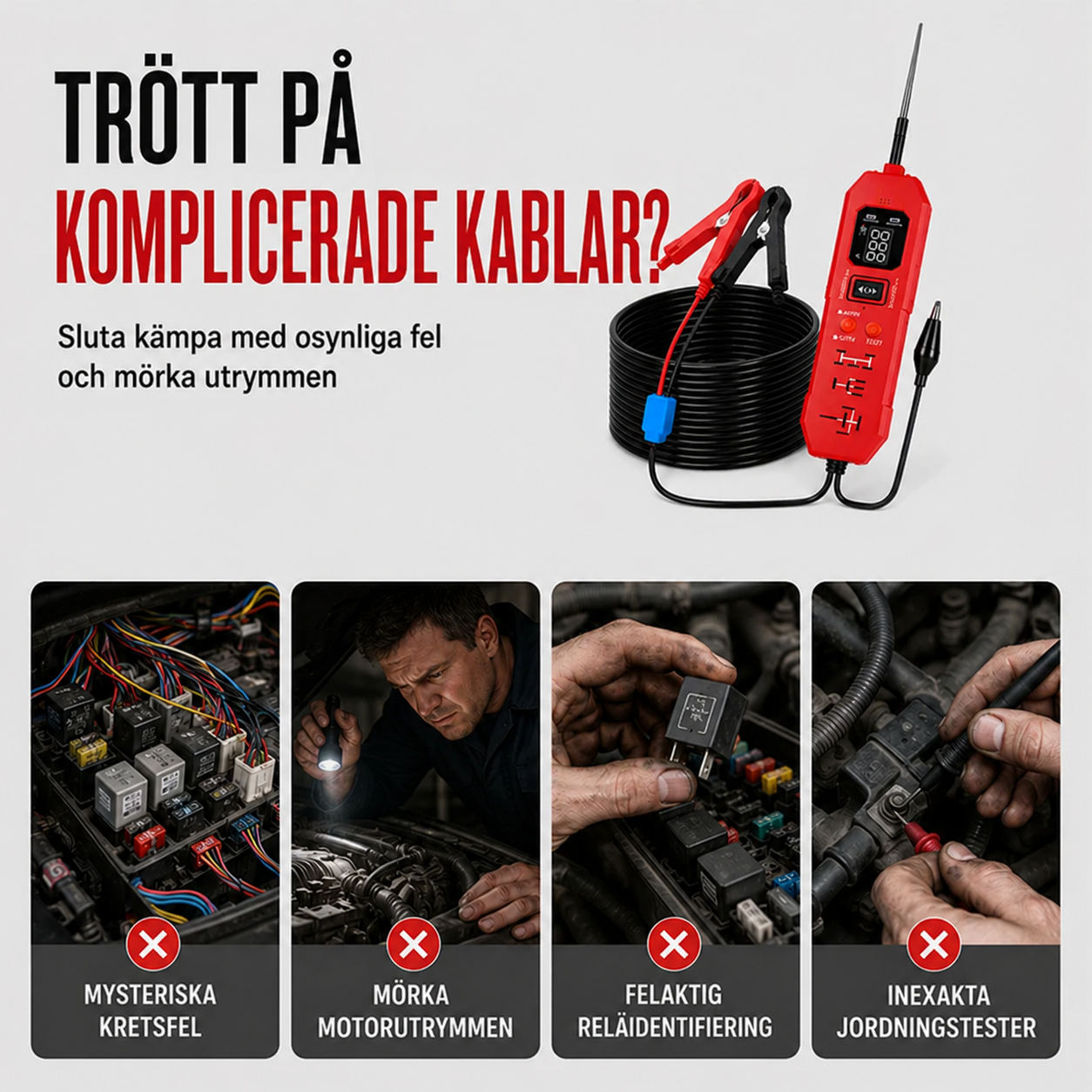 DW833 Digital bilkretsprovare med display