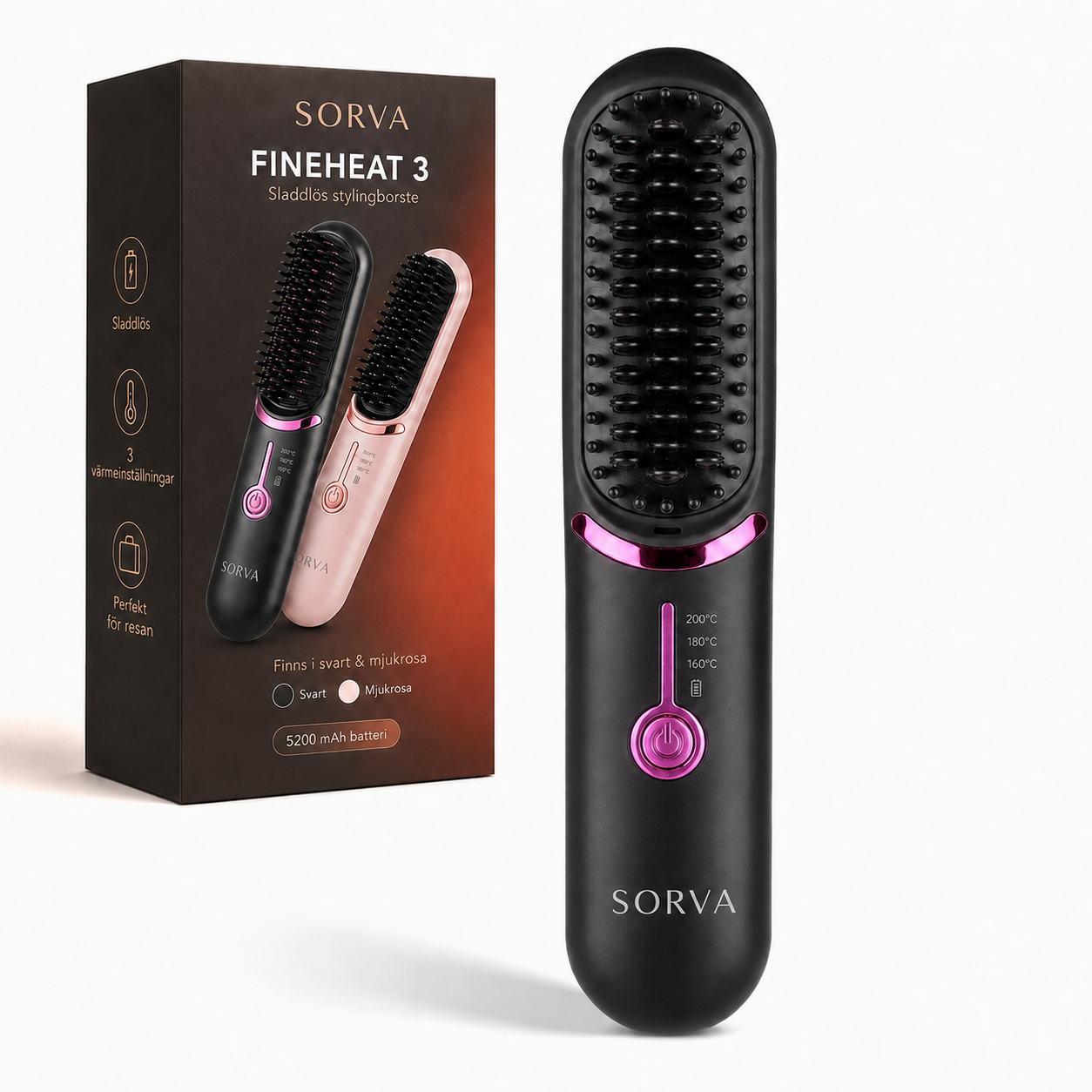 Sorva FineHeat 3™ | Sladdlös stylingborste