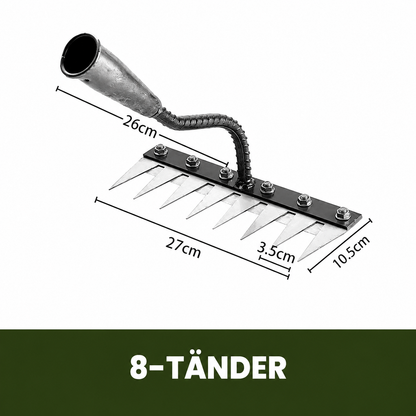 🌿 50 % RABATT NU! 🧤 Ogräsräfsa med 5/6/7/8 kolstålständer – slitstark, ergonomiskt grepp och effektiv ogräsrensning 🌱