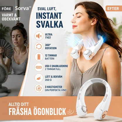 ❄️ Nackfläkt med luftkonditionering – ultratyst personlig svalka för sommaren