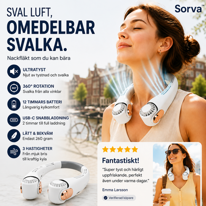 ❄️ Nackfläkt med luftkonditionering – ultratyst personlig svalka för sommaren