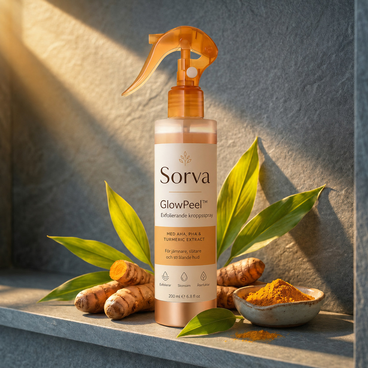 Sorva GlowPeel™ | Exfolierande kroppsspray för mjukare och jämnare hud