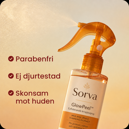 Sorva GlowPeel™ | Exfolierande kroppsspray för mjukare och jämnare hud