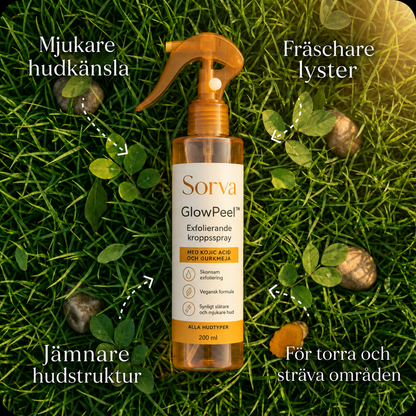 Sorva GlowPeel™ | Exfolierande kroppsspray för mjukare och jämnare hud