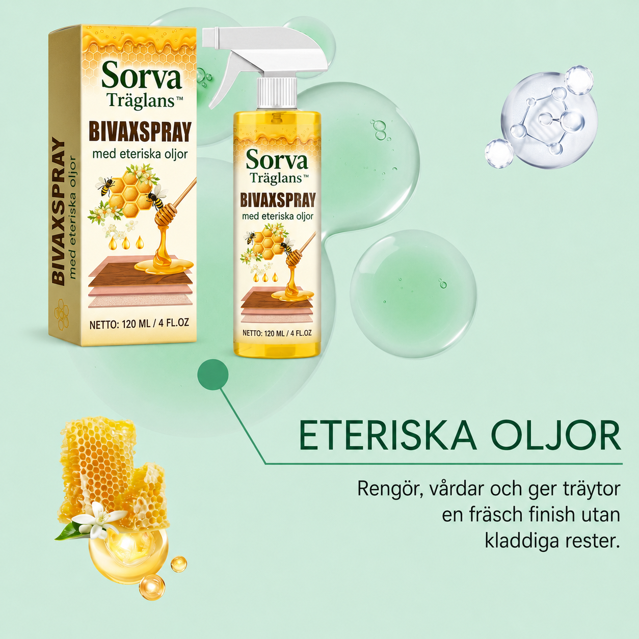 Sorva Träglans™ Bivaxspray för trä