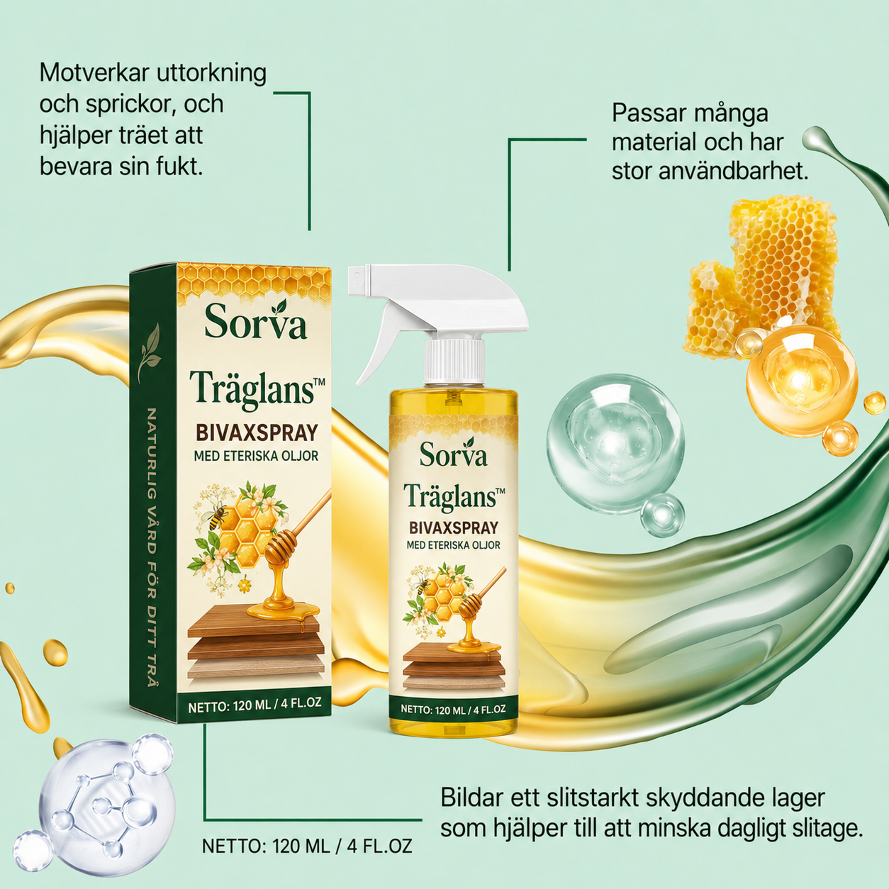 Sorva Träglans™ Bivaxspray för trä