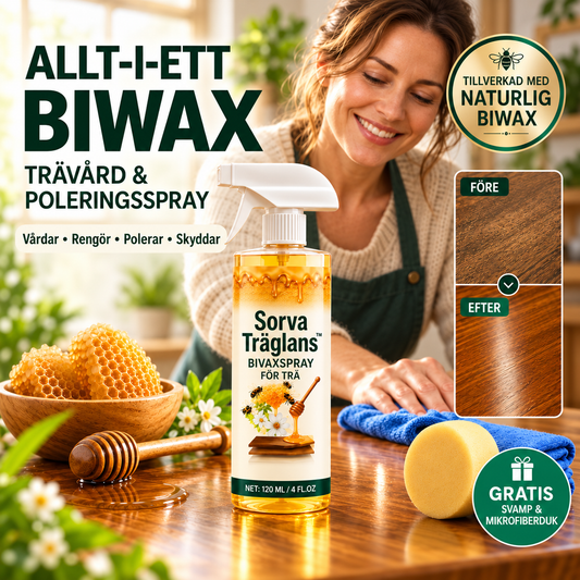 🔥 50 % RABATT – Sorva Träglans™ | Bivaxspray för torra & matta träytor