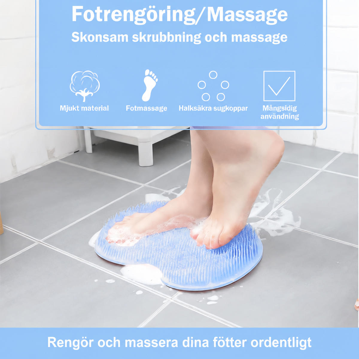 Sorva FotSpa™ – Handsfree fotmatta för rengöring & massage