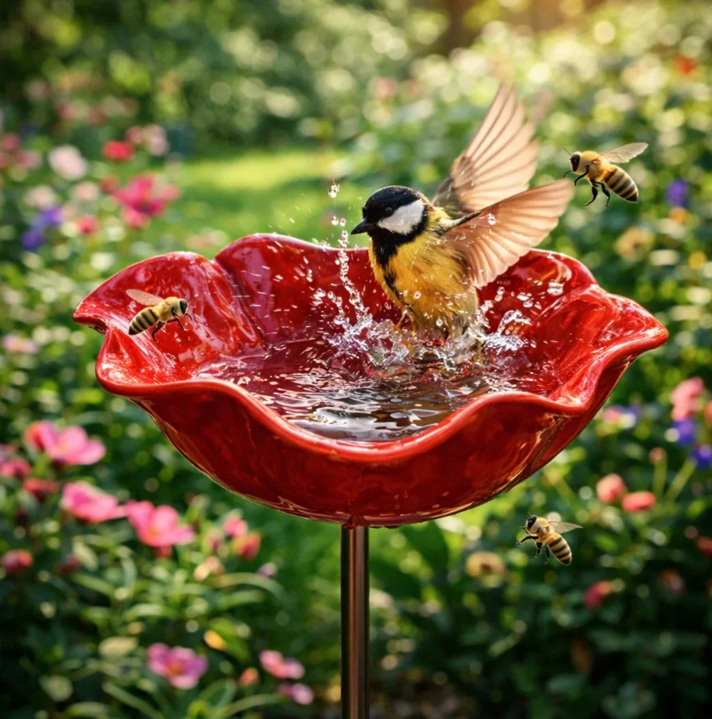 FlowerBath™ | Bloemvormige drinkbak voor vogels, vlinders en bijen