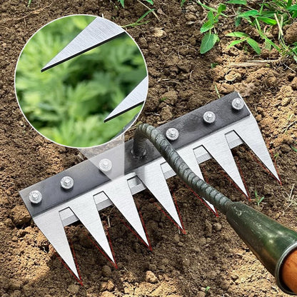 🌿 50 % RABATT NU! 🧤 Ogräsräfsa med 5/6/7/8 kolstålständer – slitstark, ergonomiskt grepp och effektiv ogräsrensning 🌱